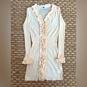 Anne Fontaine $1,150 Original Cream Ruffle Dress, Size 38 or US 6